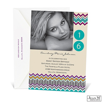 Sassy Stripes Sweet 16 Photo Invitation