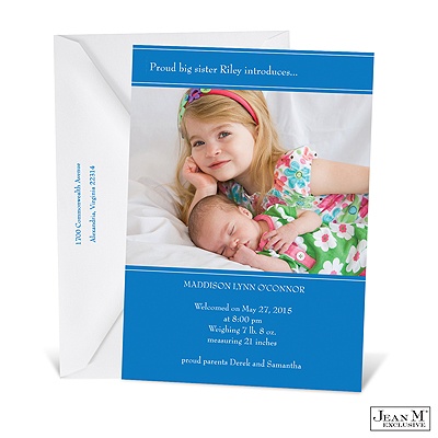 Blue Bands Photo Baby Announcement