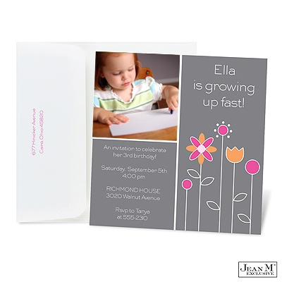 Little Flowers Birthday Photo Invitation
