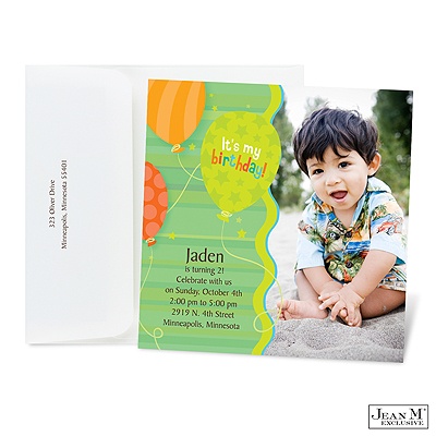 Bright Balloon Birthday Photo Invitation