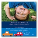 On Wheels Birthday Photo Invitation