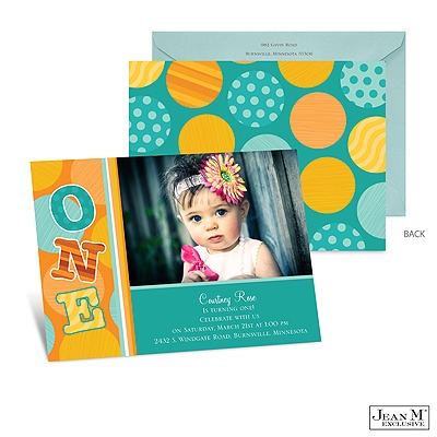 Dotted One Birthday Photo Invitation