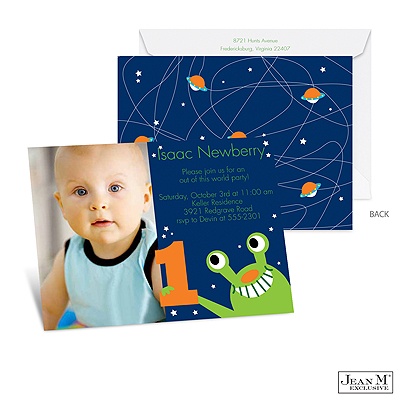 Far Out Birthday Photo Invitation - 1