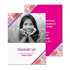 Pink Paisleys Photo Graduation Announcement