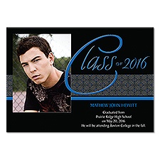 With Class Photo Graduation Announcement - Blue