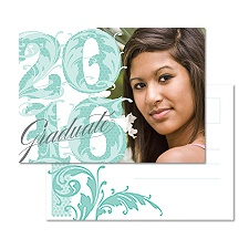 Flourish Year Photo Graduation Postcard