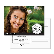 Classy Emblem Photo Graduation Postcard