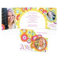 Mod Flowers Photo Graduation Announcement