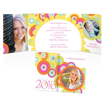 Mod Flowers Photo Graduation Announcement