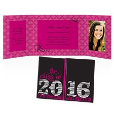 Fuchsia Flourishes Photo Graduation Announcement