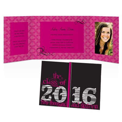 Fuchsia Flourishes Photo Graduation Announcement