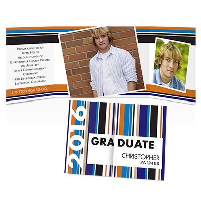 Hot Stripes Photo Graduation Announcement