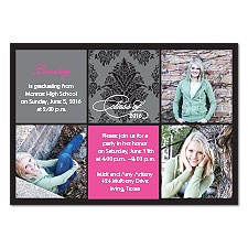 Damask Collage Photo Graduation Announcement
