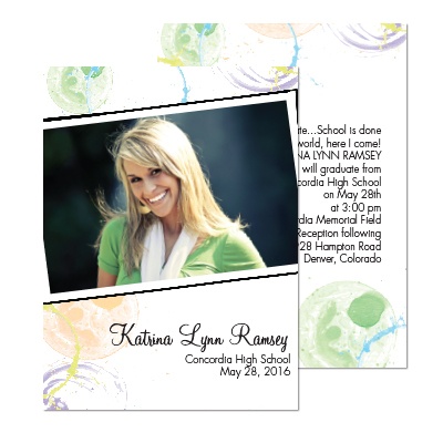 Watercolor Rings Photo Graduation Announcement