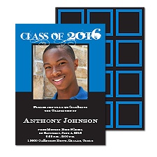 On the Grid Photo Graduation Announcement - Blue