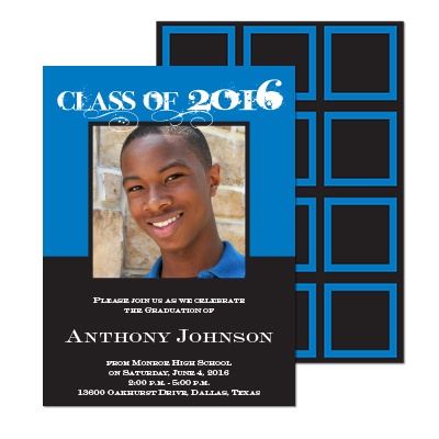 On the Grid Photo Graduation Announcement - Blue