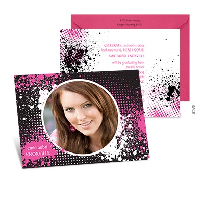 Splash Photo Graduation Announcement - Fuchsia