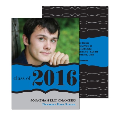 Wavy Crest Photo Graduation Announcement
