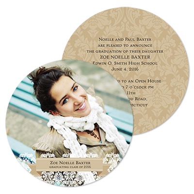 Hip Damask Photo Graduation Announcement
