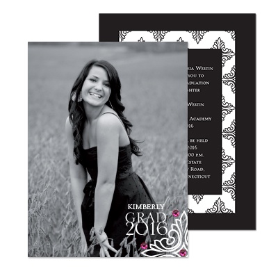 Urban Damask Photo Graduation Announcement