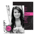 Modern Filigree Photo Graduation Announcement - Fuchsia