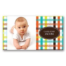 Vintage Checks Photo Baby Announcement