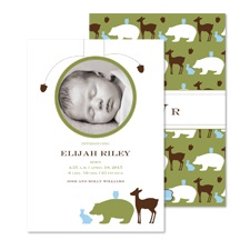 Woodland Photo Baby Announcement