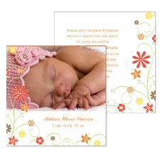Dainty Flowers Photo Baby Announcement
