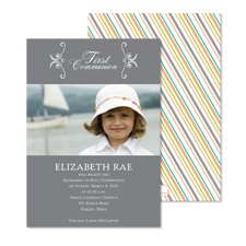 Little Stripes Photo First Communion Invitation