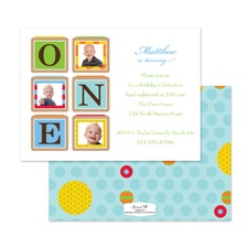 Birthday Blocks Photo Birthday Invitation - One