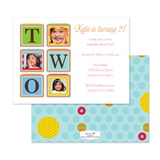 Birthday Blocks Photo Birthday Invitation - Two