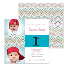 Colorful Chevron Photo Birthday Invitation - First