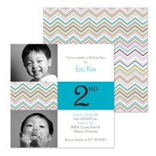 Colorful Chevron Photo Birthday Invitation - Second