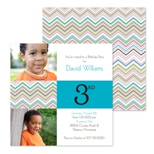 Colorful Chevron Photo Birthday Invitation - Third