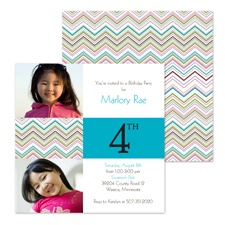 Colorful Chevron Photo Birthday Invitation - Fourth