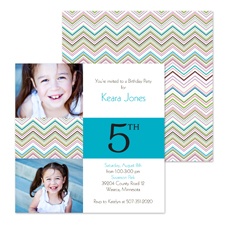 Colorful Chevron Photo Birthday Invitation - Fifth