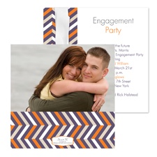 So Chevron Photo Engagement Party Invitation - Raisin