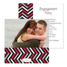 So Chevron Photo Engagement Party Invitation - Cherry