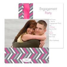 So Chevron Photo Engagement Party Invitation - Fuchsia