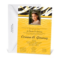 Zebra Stripe Photo Quinceanera Invitation - Yellow