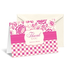Gingham Rose Thank You Card