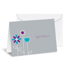 Growing Posies Note Card and Envelope - Stainless