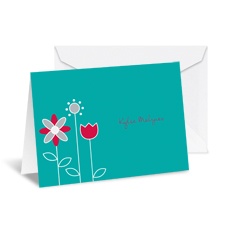 Growing Posies Note Card and Envelope - Peacock