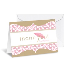 Umbrella Banner Note Card and Envelope - Champagne