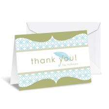 Umbrella Banner Note Card and Envelope - Olive
