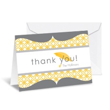 Umbrella Banner Note Card and Envelope - Pewter