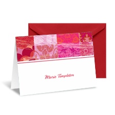 Patchwork Patterns Note Card and Envelope - Cherry