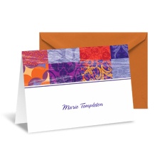 Patchwork Patterns Note Card and Envelope - Purple