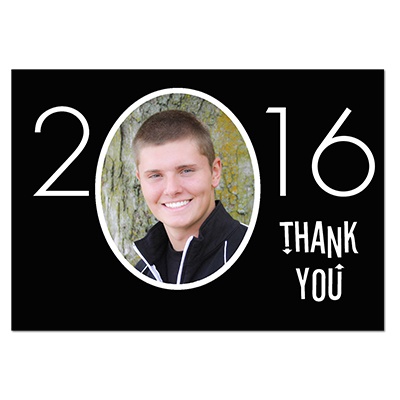 Your Year Photo Graduation Thank You Card - Black