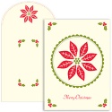 Trifold Poinsettia Boxed Holiday Card